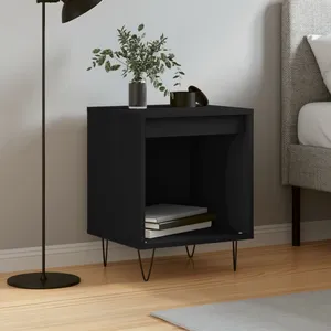 vidaXL Table de chevet Noir 40x35x50 cm Bois d’ingénierie pas cher