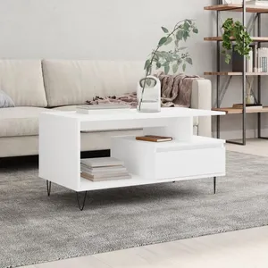 vidaXL Table basse Blanc 90x49x45 cm Bois d'ingénierie pas cher