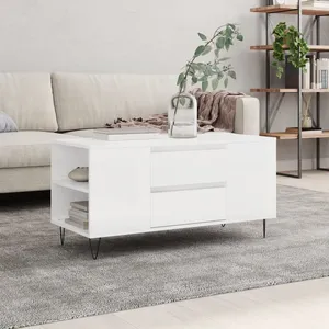 vidaXL Table basse blanc brillant 102x44,5x50 cm bois d'ingénierie pas cher