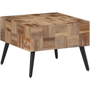 vidaXL Table basse gris 55x55x40 cm teck de récupération massif pas cher