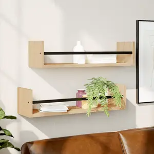 Comparateur de prix : vidaXL Étagères murales avec barres 2 pcs chêne sonoma 60x16x14 cm