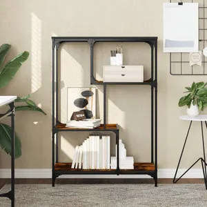 vidaXL Bibliothèque chêne fumé 81x36x115 cm bois ingénierie et acier pas cher