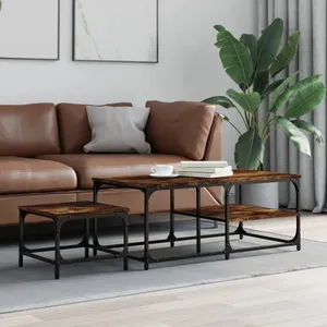Comparateur de prix : vidaXL Tables basses gigognes 2 pcs chêne fumé bois d'ingénierie