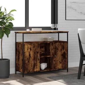 vidaXL Buffet chêne fumé 100x35x80 cm bois d'ingénierie pas cher