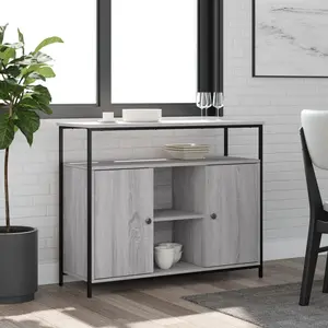 vidaXL Buffet sonoma gris 100x35x80 cm bois d'ingénierie pas cher