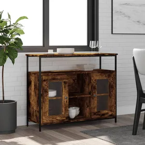 vidaXL Buffet chêne fumé 100x35x80 cm bois d'ingénierie pas cher