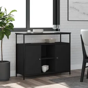 vidaXL Buffet noir 100x35x80 cm bois d'ingénierie pas cher