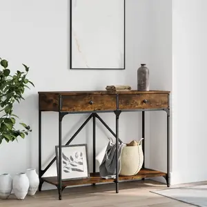 vidaXL Table console chêne fumé 100x39x78,5 cm bois d'ingénierie pas cher