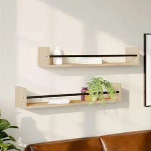 Comparateur de prix : vidaXL Étagères murales avec barres 2 pcs chêne sonoma 80x16x14 cm