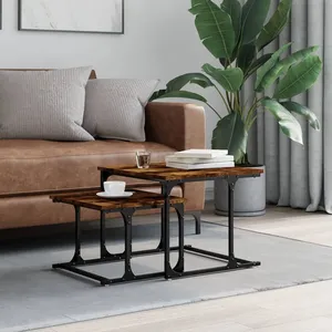 vidaXL Table basse gigogne 2 pcs chêne fumé bois d'ingénierie pas cher