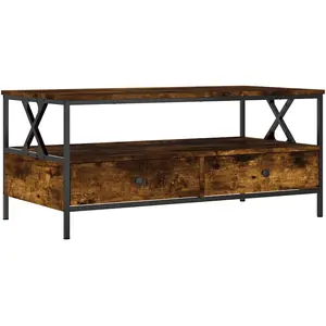 vidaXL Table basse chêne fumé 100x51x45 cm bois d'ingénierie pas cher