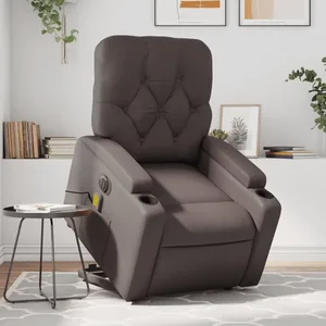 vidaXL Fauteuil inclinable de massage électrique marron similicuir pas cher
