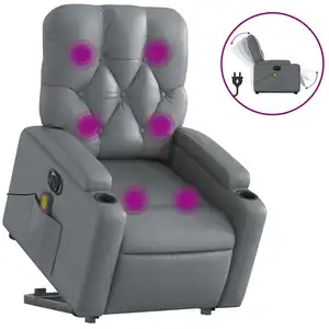 Comparateur de prix : vidaXL Fauteuil inclinable de massage électrique gris similicuir