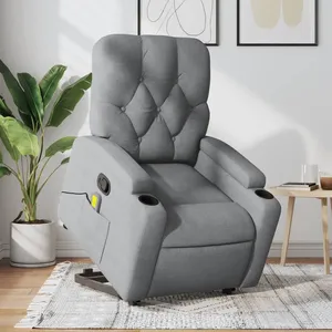vidaXL Fauteuil de massage inclinable Gris clair Tissu pas cher