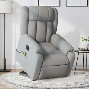 vidaXL Fauteuil inclinable de massage électrique Gris clair Tissu pas cher