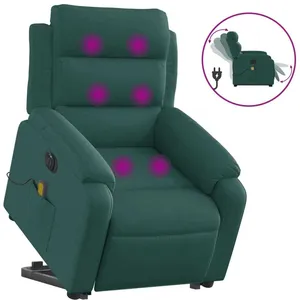 Comparateur de prix : vidaXL Fauteuil inclinable de massage électrique Vert foncé Tissu