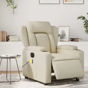 vidaXL Fauteuil de massage inclinable électrique crème similicuir pas cher