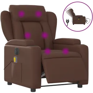 vidaXL Fauteuil de massage inclinable électrique marron similicuir pas cher