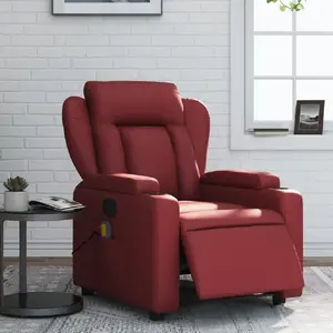 vidaXL Fauteuil de massage inclinable électrique rouge bordeaux pas cher