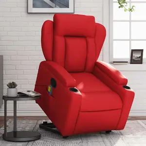 Comparateur de prix : vidaXL Fauteuil inclinable de massage Rouge Similicuir