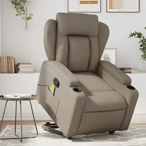 vidaXL Fauteuil inclinable de massage Cappuccino Similicuir pas cher