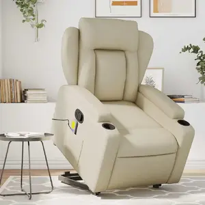 Comparateur de prix : vidaXL Fauteuil inclinable de massage Crème Similicuir