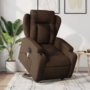vidaXL Fauteuil inclinable de massage électrique Marron Tissu pas cher