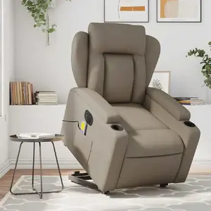 vidaXL Fauteuil inclinable de massage électrique cappuccino similicuir pas cher