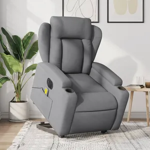 Comparateur de prix : vidaXL Fauteuil inclinable de massage électrique Gris clair Tissu