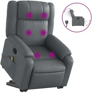 vidaXL Fauteuil inclinable de massage électrique gris similicuir pas cher