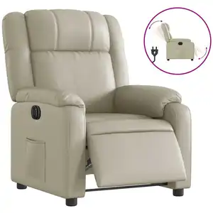vidaXL Fauteuil inclinable électrique Crème Similicuir pas cher