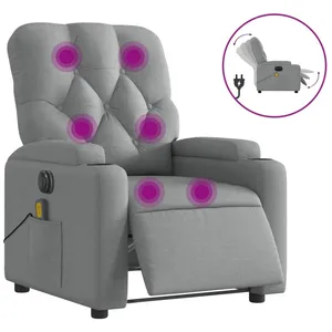 vidaXL Fauteuil de massage inclinable électrique gris clair tissu pas cher