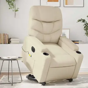 Comparateur de prix : vidaXL Fauteuil inclinable de massage électrique crème similicuir