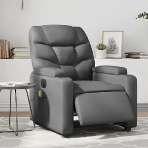 vidaXL Fauteuil de massage inclinable électrique gris similicuir pas cher