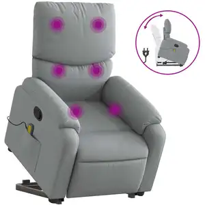 vidaXL Fauteuil de massage inclinable Gris clair Tissu pas cher