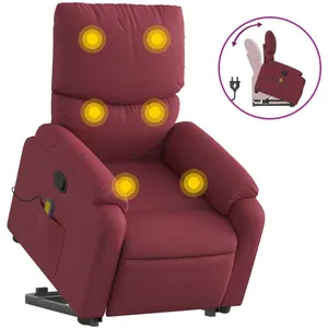 vidaXL Fauteuil inclinable de massage Rouge bordeaux Tissu pas cher