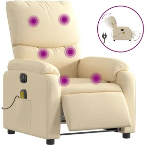 vidaXL Fauteuil inclinable de massage électrique crème tissu pas cher