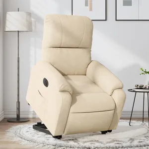 Comparateur de prix : vidaXL Fauteuil inclinable électrique crème tissu microfibre