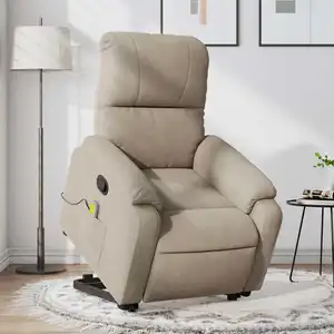 Comparateur de prix : vidaXL Fauteuil inclinable de massage taupe tissu microfibre