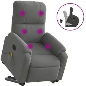 Comparateur de prix : vidaXL Fauteuil inclinable de massage gris foncé tissu microfibre
