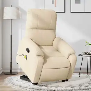 vidaXL Fauteuil inclinable de massage crème tissu microfibre pas cher