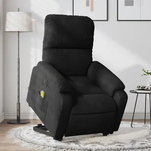 Comparateur de prix : vidaXL Fauteuil inclinable de massage électrique noir tissu microfibre