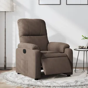 Comparateur de prix : vidaXL Fauteuil inclinable électrique marron tissu microfibre