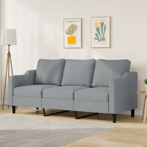 vidaXL Canapé à 3 places Gris clair 180 cm Tissu pas cher