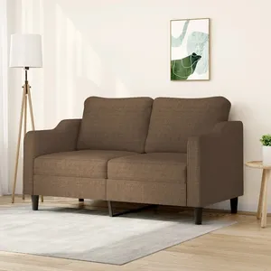 vidaXL Canapé à 2 places Marron 140 cm Tissu pas cher