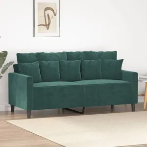 vidaXL Canapé à 2 places Vert foncé 140 cm Velours pas cher