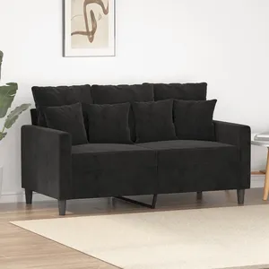 vidaXL Canapé à 2 places Noir 120 cm Velours pas cher