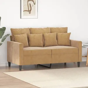 vidaXL Canapé à 2 places Marron 120 cm Velours pas cher