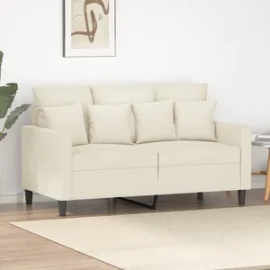 vidaXL Canapé à 2 places Crème 120 cm Velours pas cher