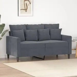 vidaXL Canapé à 2 places Gris foncé 120 cm Velours pas cher